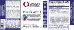 Label for Probiotic Daily 18
