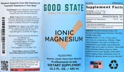 Label for Ionic Magnesium 40,000 PPM
