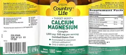 Label for Calcium 1,000 mg Magnesium 500 mg Complex