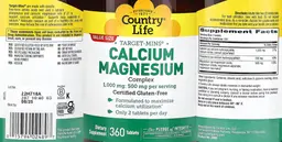 Label for Calcium 1,000 mg Magnesium 500 mg Complex