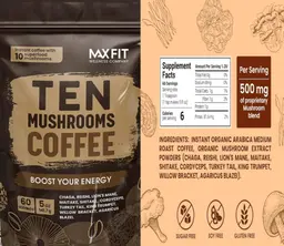 Label for Ten Mushrooms Coffee