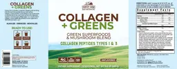 Label for Collagen + Greens Unflavored