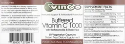 Label for Buffered Vitamin C 1000
