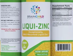 Label for Liqui-Zinc Lemon & Lime