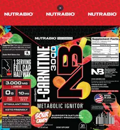 Label for Leanshots L-Carnitine 3000 Sour Candy