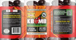 Label for KBomb Kratom Extract Softgel