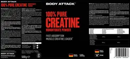 Label for 100% Pure Creatine Monohydrate Powder