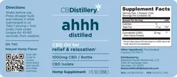 Label for CBD Oil 1000 mg Isolate Natural Hemp Flavor