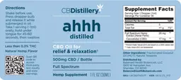 Label for CBD Oil 500 mg Full Spectrum Natural Hemp Flavor