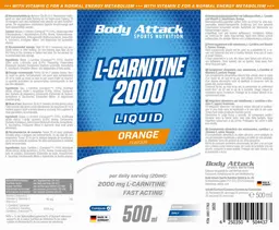 Label for L-Carnitine 2000 Liquid Orange Flavour