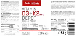 Label for Vitamin D3 140 mcg + K2 MK-7 100 mcg Depot