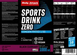Label for Sports Drink Zero Black Currant Flavor
