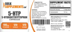 Label for 5-HTP Capsules 100 mg
