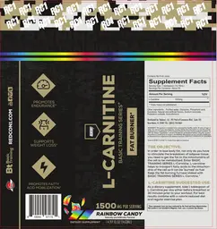Label for L-Carnitine 1500 mg Rainbow Candy