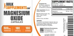 Label for Magnesium Oxide 500 mg Capsules