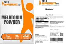 Label for Melatonin Powder 3 mg