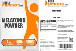 Label for Melatonin Powder 3 mg