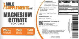 Label for Magnesium Citrate Softgels 250 mg