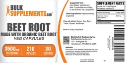 Label for Beet Root 3500 mg