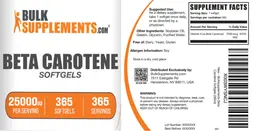 Label for Beta Carotene Softgels 25000 IU