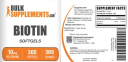 Label for Biotin Softgels 10 mg