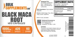Label for Black Maca Root Veg Capsules 5000 mg