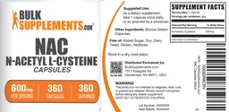 Label for NAC N-Acetyl L-Cysteine Capsules 600 mg 