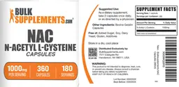 Label for NAC N-Acetyl l-Cysteine 1000 mg Capsules