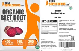 Label for Organic Beet Root Extract Powder 400 mg