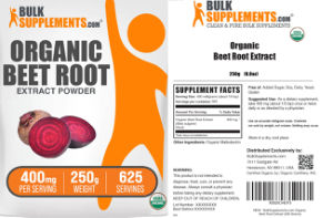 Label for Organic Beet Root Extract Powder 400 mg