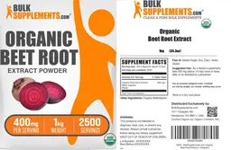 Label for Organic Beet Root Extract Powder 400 mg