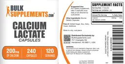 Label for Calcium Lactate 200 mg Capsules