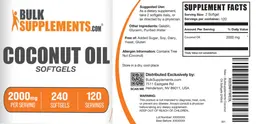 Label for Coconut Oil 2000 mg Softgels