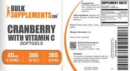 Label for Cranberry with Vitamin C Softfgels 40 mg