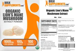 Label for Organic Lion's Mane Mushroom Extract Powder 1000 mg