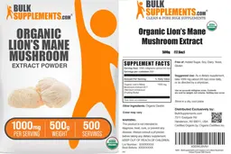 Label for Organic Lion's Mane Mushroom Extract Powder 1000 mg