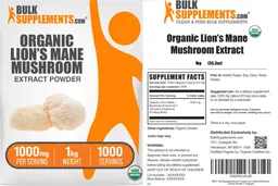 Label for Organic Lion's Mane Mushroom Extract Powder 1000 mg