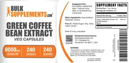 Label for Green Coffee Bean Extract 8000 mg Veg Capsules