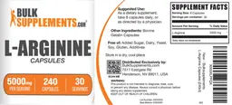 Label for L-Arginine Capsules 5000mg