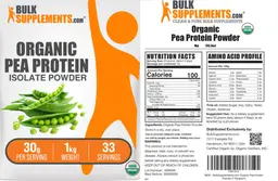 Label for Organic Pea Protein Isolate Powder 30 g