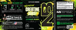 Label for Micronized Creatine Burst Citrus Rush Lemon Lime