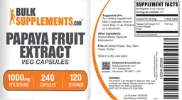 Label for Papaya Fruit Extract 1000 mg Veg Capsules