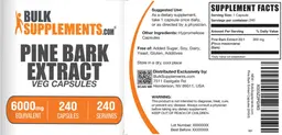Label for Pine Bark Extract Veg Capsules 6000 mg