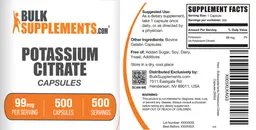 Label for Potassium Citrate Capsules 99 mg