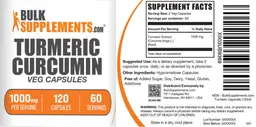 Label for Turmeric Curcumin 1000mg Veg Capsules