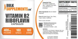 Label for Vitamin B2 Riboflavin Capsules 400 mg