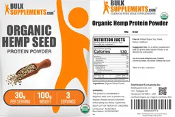 Label for Organic Hemp Seed Protein Powder 30 g