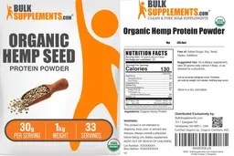 Label for Organic Hemp Seed Protein Powder 30 g