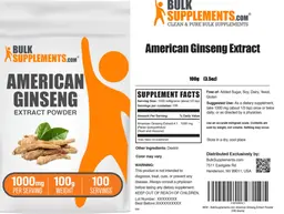 Label for American Ginseng Extract Powder 1000 mg