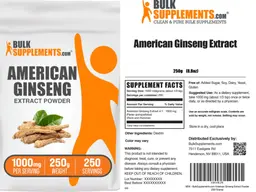 Label for American Ginseng Extract Powder 1000 mg